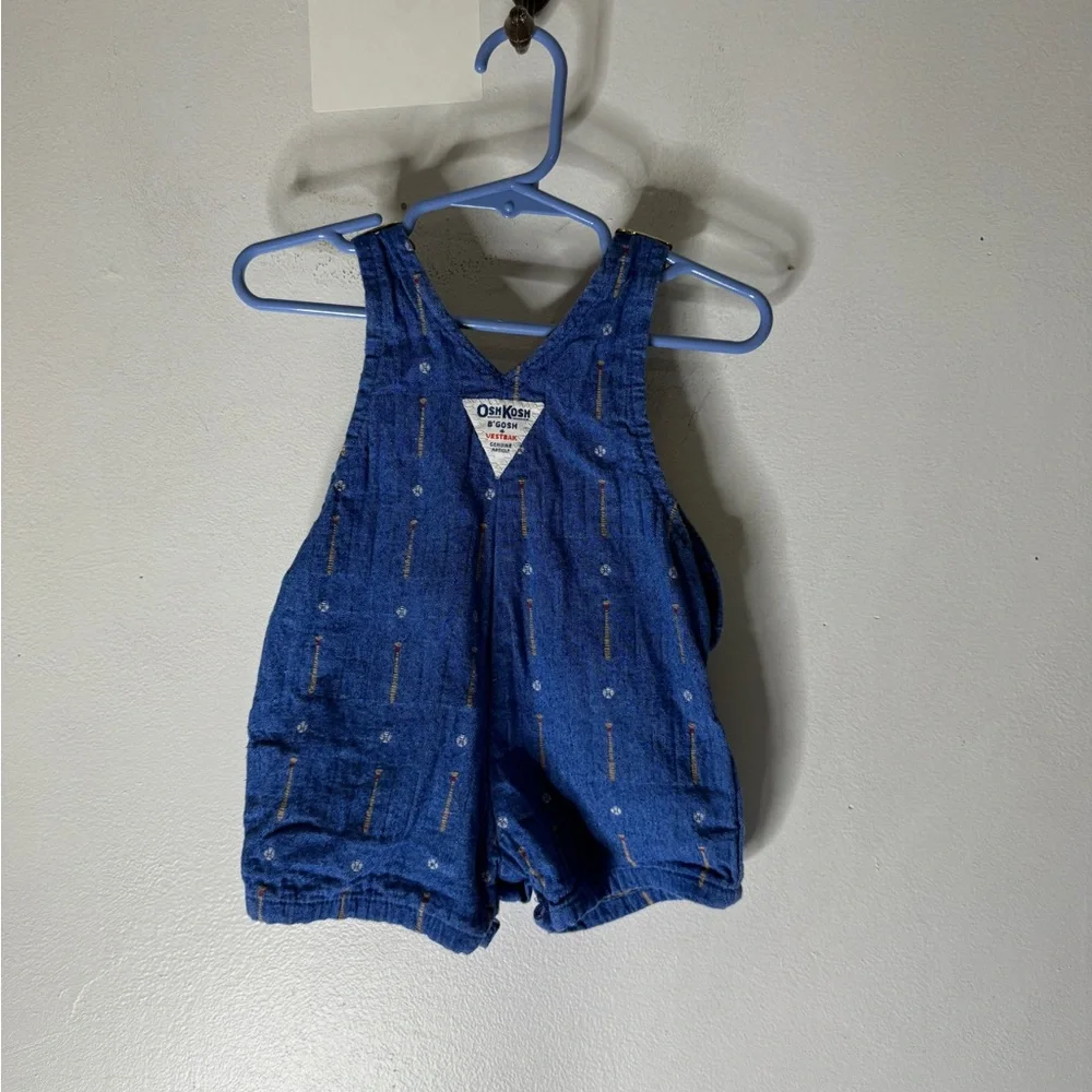OSHKOSH Vestbak Vintage Embroidered Baseball Bats Ball Jean Overalls 3-6‎ Months